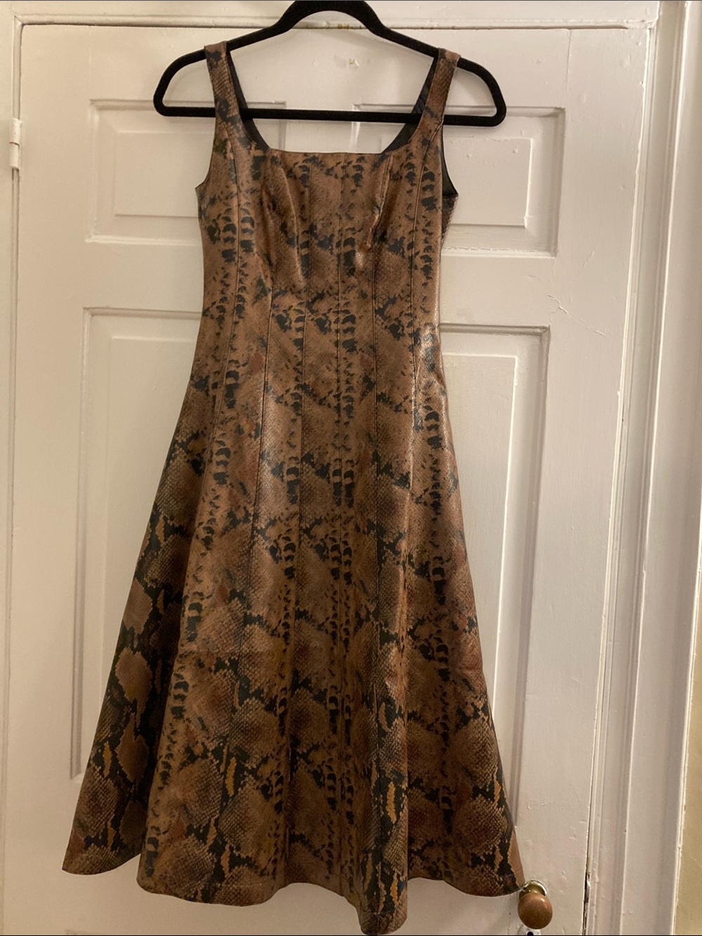 NWOT 7 For All Mankind Brown Snake-Print Midi Dress, Size XS
